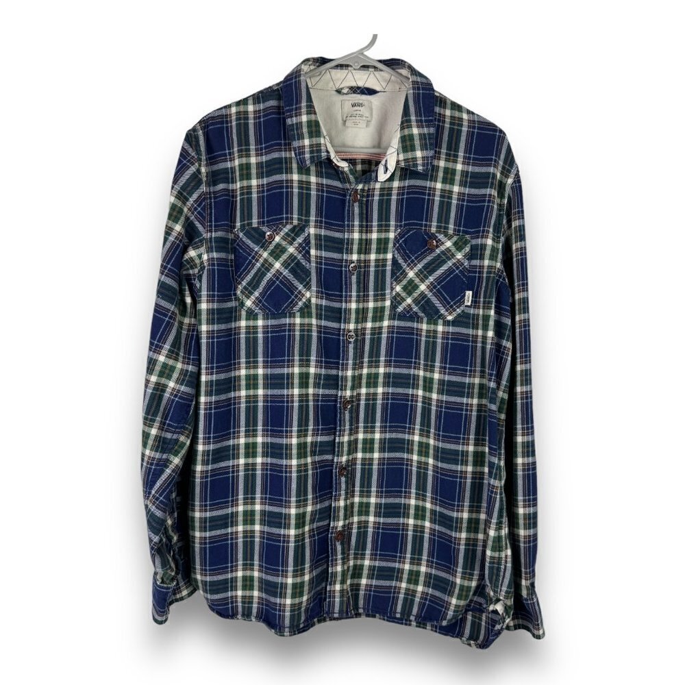 Vans Mens Sz L Flannel Button Up Long Sleeve Shirt Fall Winter Outdoors Casual
